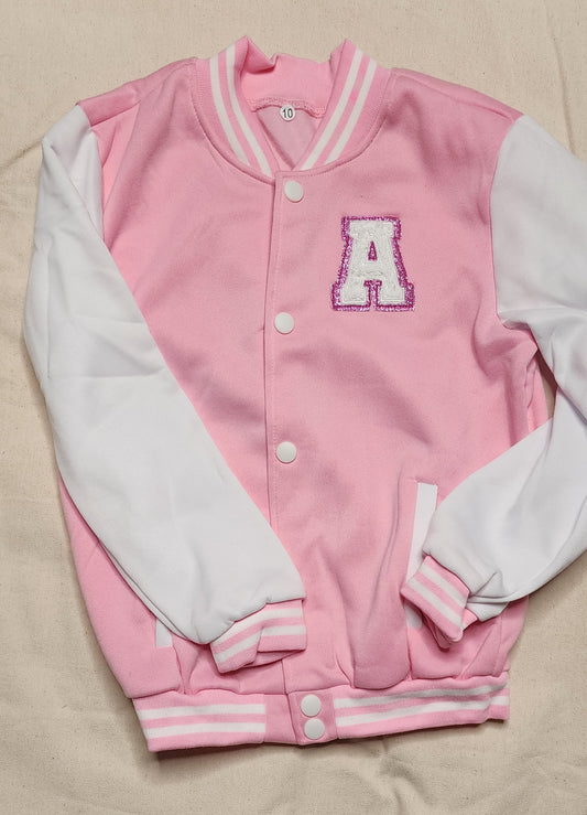 Kid's customized embroidery varsity jacket| Embroidery patch letters A-Z varsity jacket