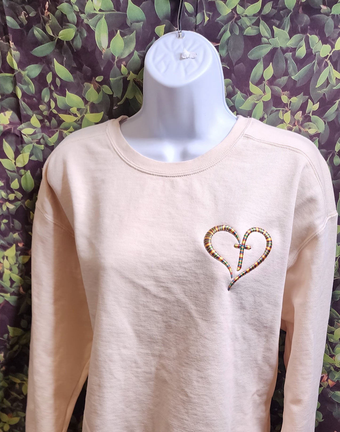 3D Puff Cross Heart Embroidery Unisex Sweatshirt