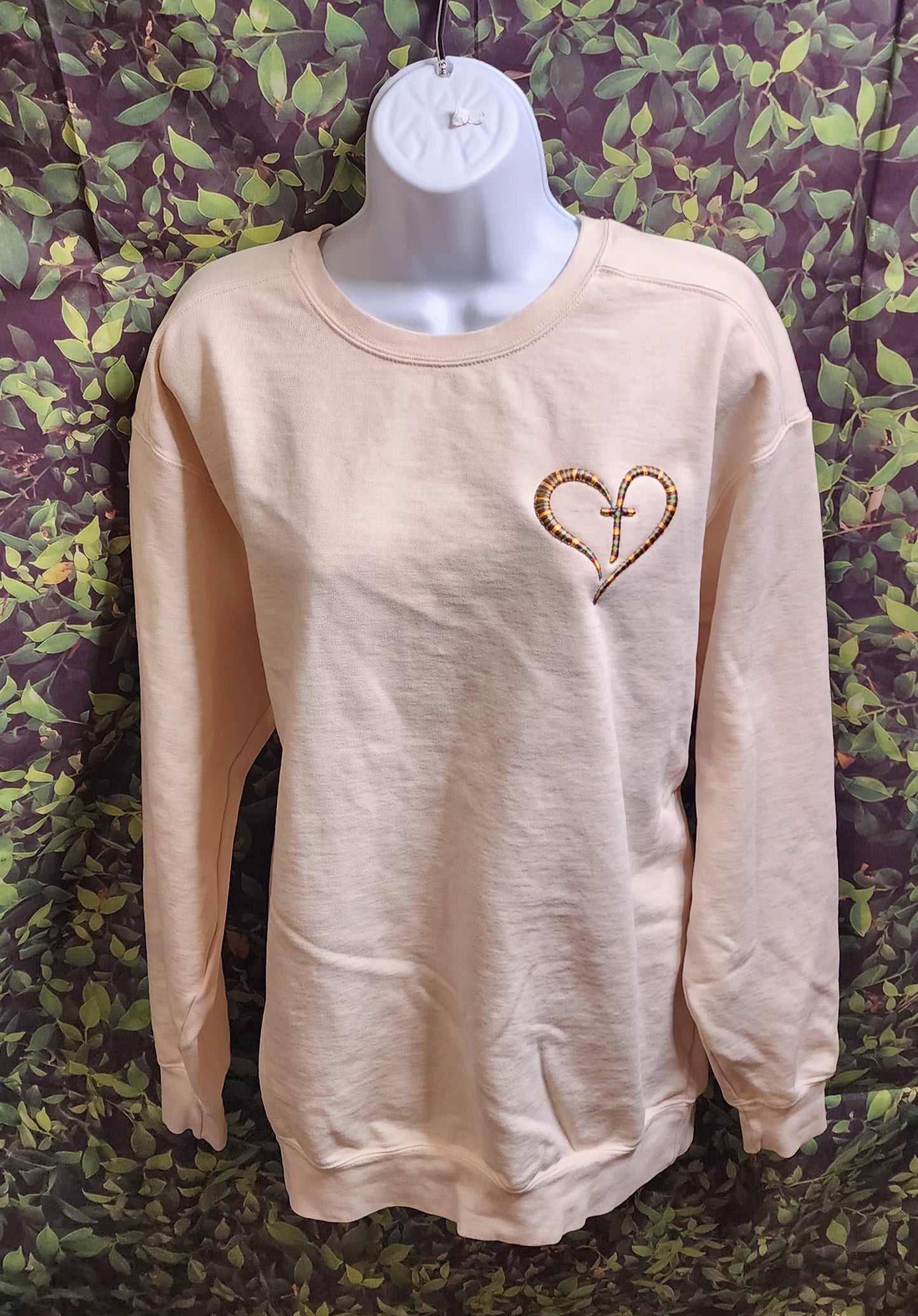 3D Puff Cross Heart Embroidery Unisex Sweatshirt