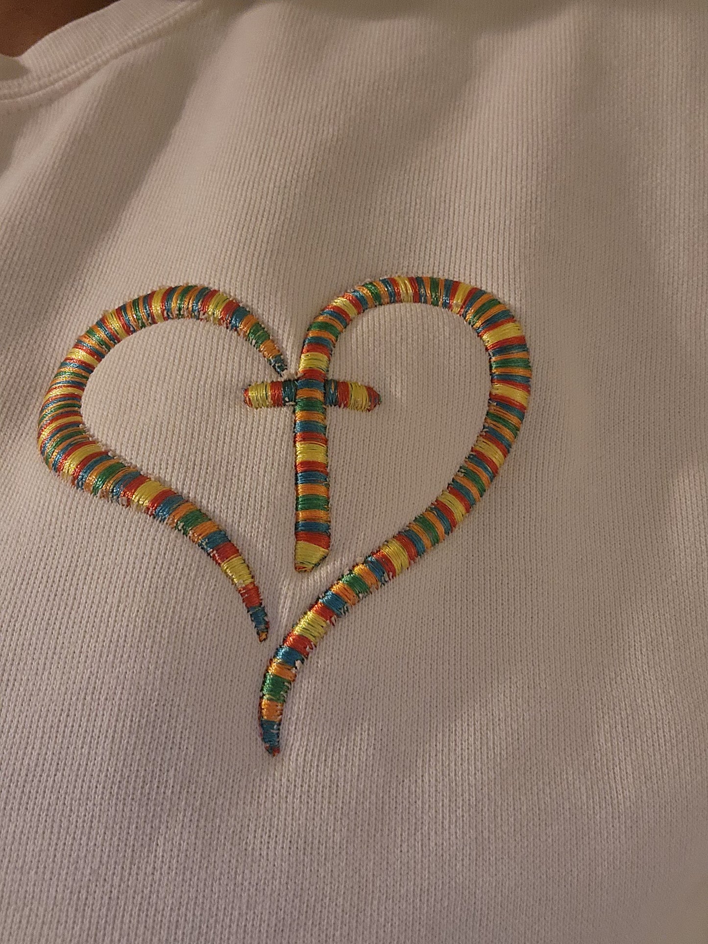 3D Puff Cross Heart Embroidery Unisex Sweatshirt