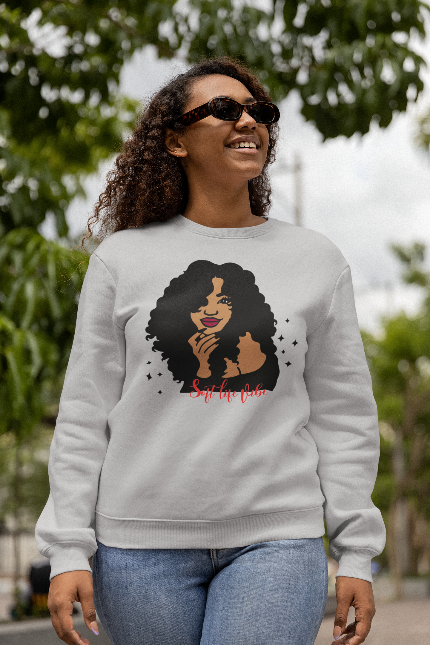 Soft Life Vibe Crewneck Sweatshirt| Graphic design Sweatshirt