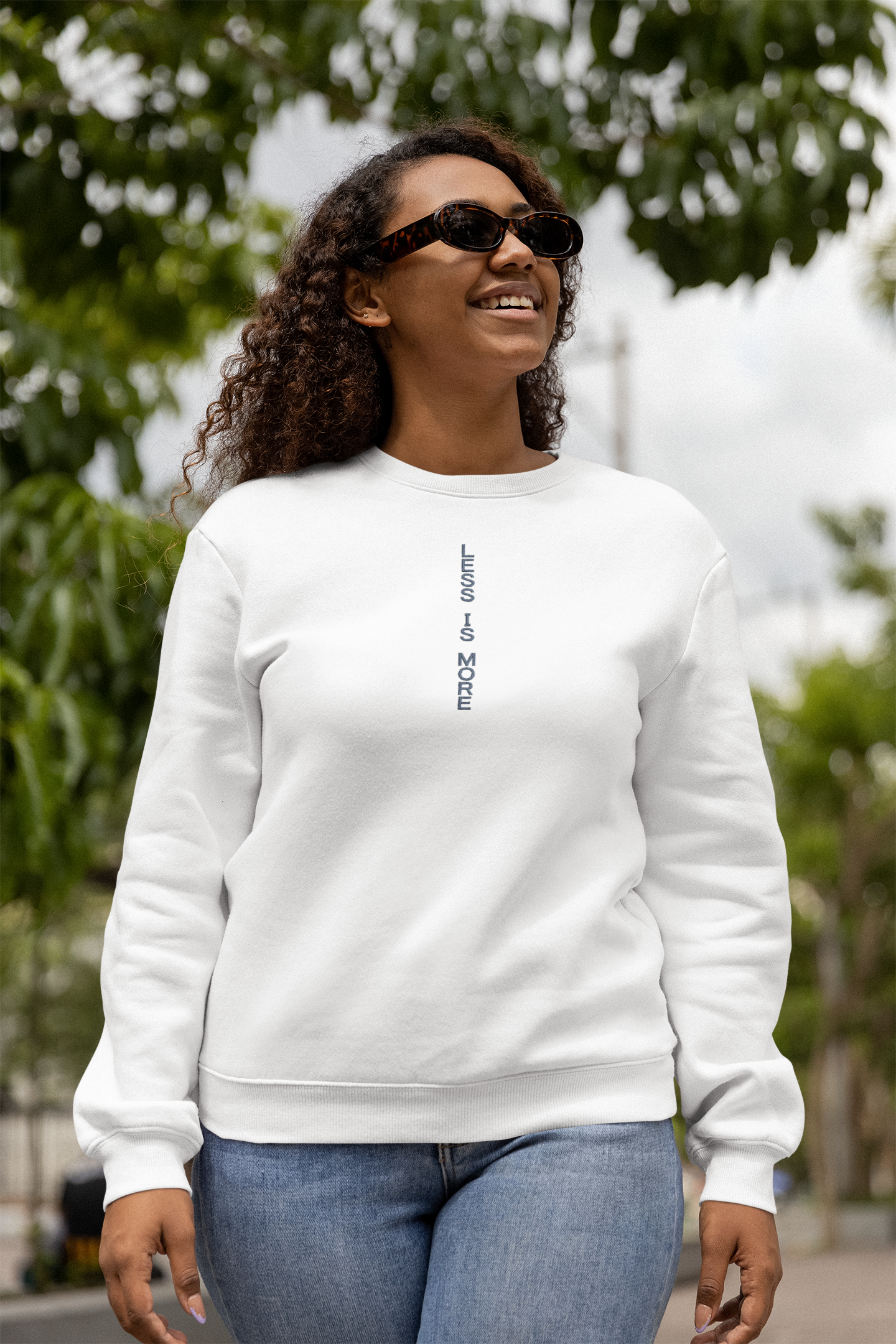 LESS IS MORE Embroidery Crewneck Sweatshirt| Unisex Crewneck Sweatshirt