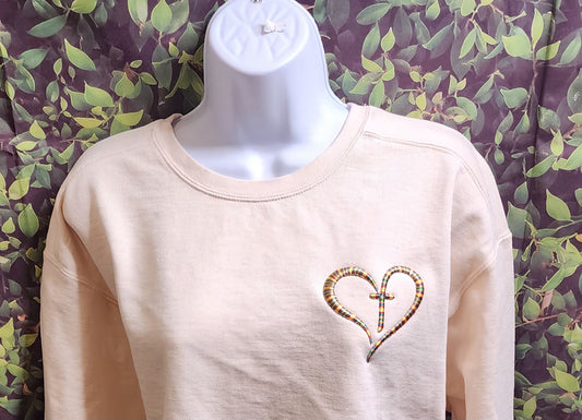 3D Puff Cross Heart Embroidery Unisex Sweatshirt