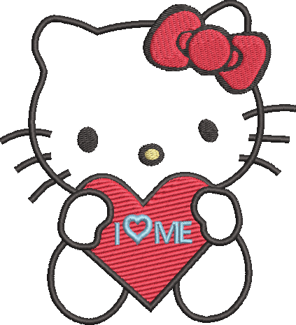 Cute Kitty Embroidery design| Red Heart Kitty Design| I Love Me Kitty Design| Kitty Embroidery File| Self Love Valentine's Day Design