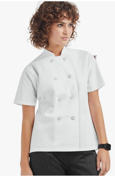 Customized Women's Short Sleeve Embroidery Chef Coat