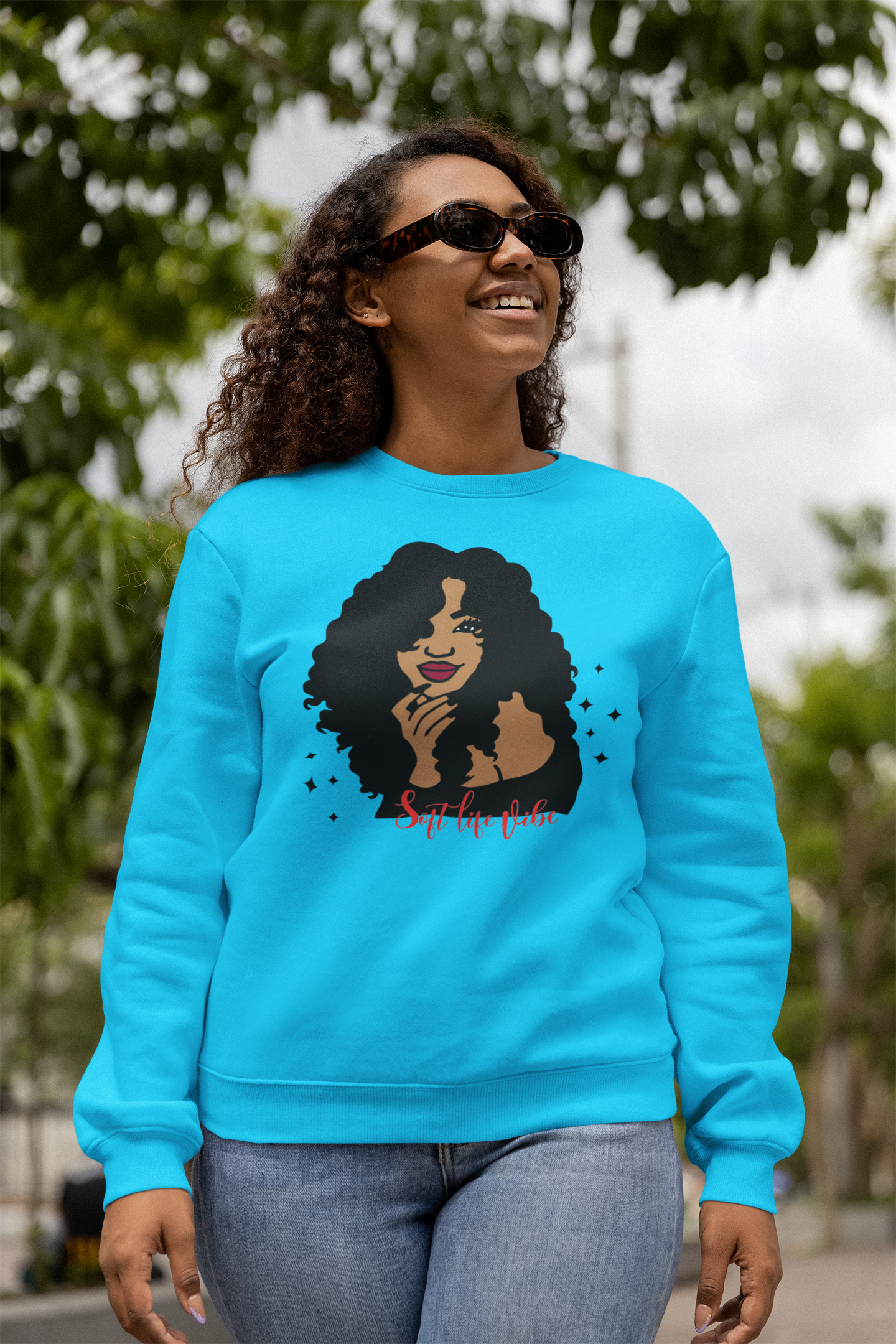 Soft Life Vibe Crewneck Sweatshirt| Graphic design Sweatshirt